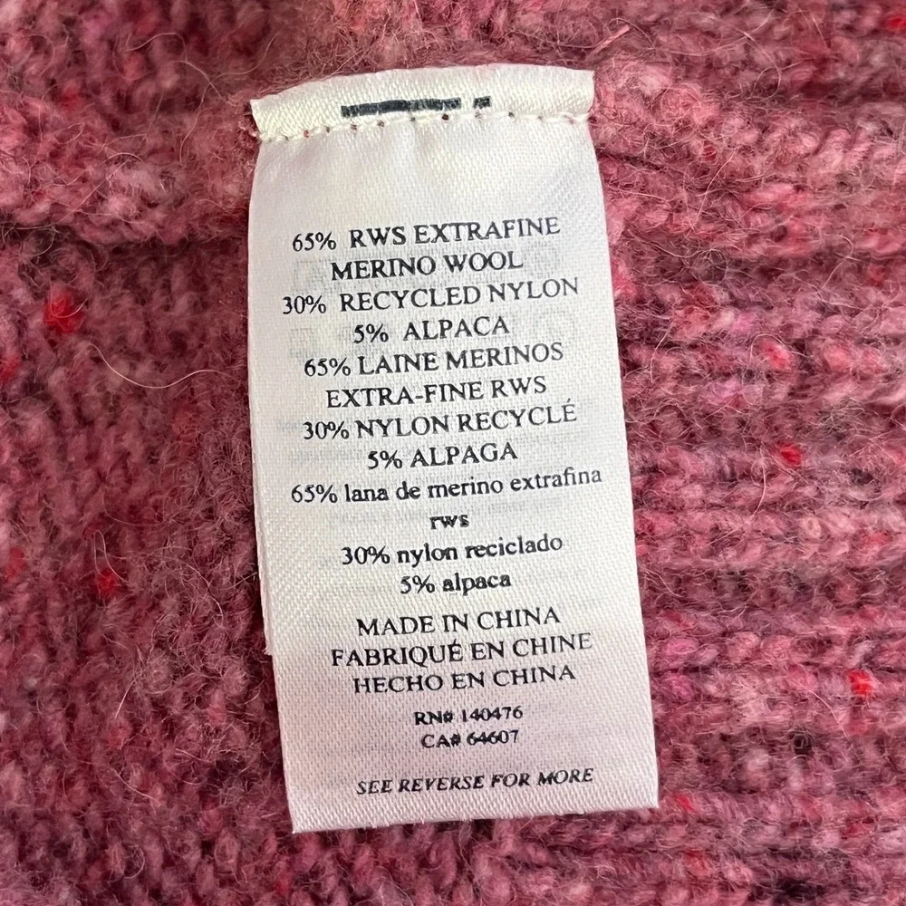 Faherty Driftwood Donegal Merino Wool Blend Sweater Oversized S Pink V-Neck Soft